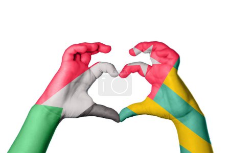 Photo for Sudan Togo Heart, Hand gesture making heart, Clipping Path - Royalty Free Image