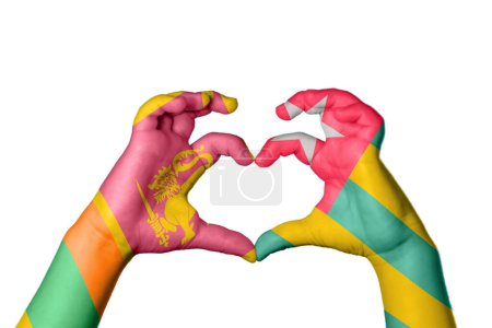 Photo for Sri Lanka Togo Heart, Hand gesture making heart, Clipping Path - Royalty Free Image