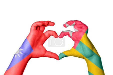 Photo for Taiwan Togo Heart, Hand gesture making heart, Clipping Path - Royalty Free Image