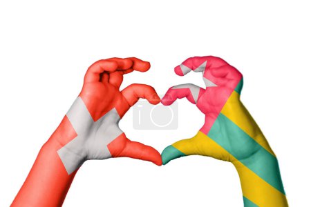 Photo for Switzerland Togo Heart, Hand gesture making heart, Clipping Path - Royalty Free Image