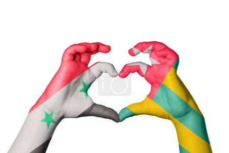 Photo for Syria Togo Heart, Hand gesture making heart, Clipping Path - Royalty Free Image