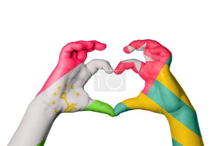 Photo for Tajikistan Togo Heart, Hand gesture making heart, Clipping Path - Royalty Free Image