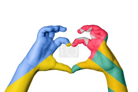 Photo for Ukraine Togo Heart, Hand gesture making heart, Clipping Path - Royalty Free Image
