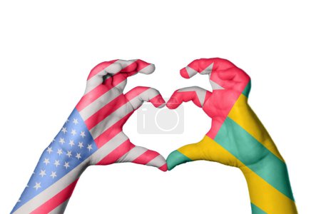 Photo for United States Togo Heart, Hand gesture making heart, Clipping Path - Royalty Free Image