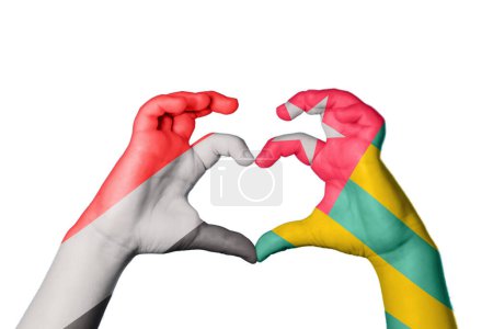 Photo for Yemen Togo Heart, Hand gesture making heart, Clipping Path - Royalty Free Image