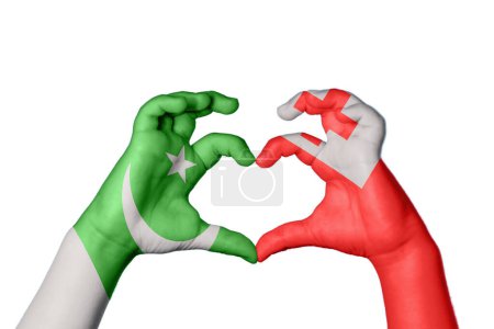 Photo for Pakistan Tonga Heart, Hand gesture making heart, Clipping Path - Royalty Free Image