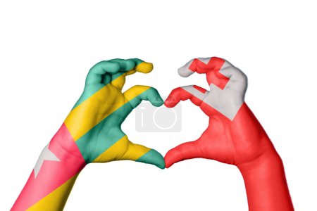 Photo for Togo Tonga Heart, Hand gesture making heart, Clipping Path - Royalty Free Image