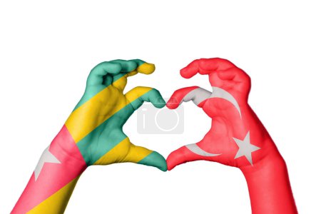 Photo for Togo Turkey Heart, Hand gesture making heart, Clipping Path - Royalty Free Image
