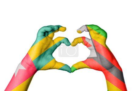 Photo for Togo Zimbabwe Heart, Hand gesture making heart, Clipping Path - Royalty Free Image
