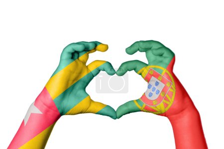 Photo for Togo Portugal Heart, Hand gesture making heart, Clipping Path - Royalty Free Image