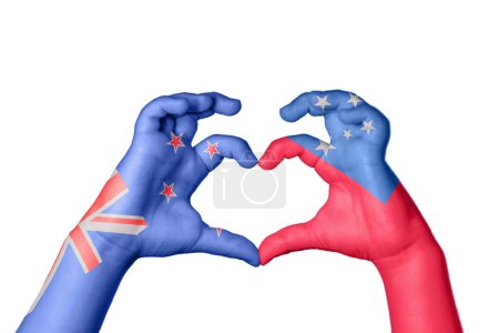 Photo for New Zealand Samoa Heart, Hand gesture making heart, Clipping Path - Royalty Free Image
