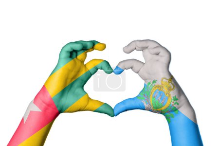 Photo for Togo San Marino Heart, Hand gesture making heart, Clipping Path - Royalty Free Image