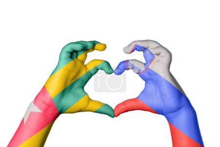 Photo for Togo Slovenia Heart, Hand gesture making heart, Clipping Path - Royalty Free Image