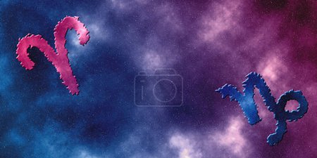 Photo for Aries and Capricorn Compatibility, Horoscope Symbols - Royalty Free Image