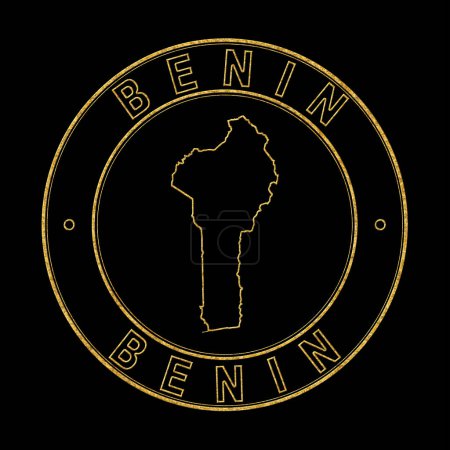 Téléchargez les photos : Carte du Bénin, Timbre d'or Arrière-plan noir, Chemin de coupe - en image libre de droit