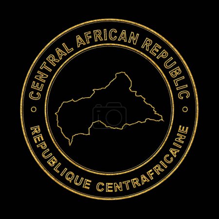 Téléchargez les photos : Carte de République centrafricaine, Timbre d'or Arrière-plan noir, Sentier de coupure - en image libre de droit