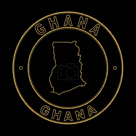 Téléchargez les photos : Carte du Ghana, Timbre d'or Arrière-plan noir, Chemin de coupe - en image libre de droit