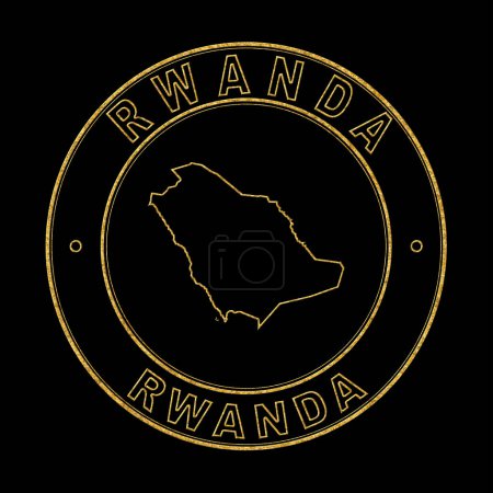 Téléchargez les photos : Carte du Rwanda, Timbre d'or Arrière-plan noir, Chemin de coupure - en image libre de droit