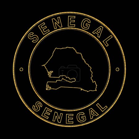 Téléchargez les photos : Carte du Sénégal, Timbre doré Arrière-plan noir, Sentier de coupure - en image libre de droit