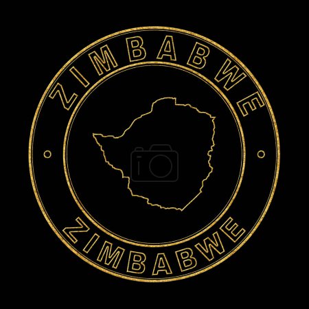 Téléchargez les photos : Carte du Zimbabwe, Timbre d'or Arrière-plan noir, Chemin de coupure - en image libre de droit