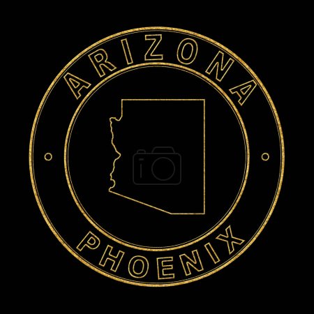 Téléchargez les photos : Carte de Arizona, Arrière-plan de Golden Stamp Black, Sentier de coupure - en image libre de droit