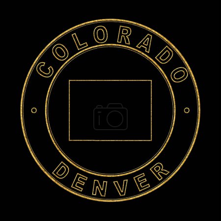 Téléchargez les photos : Carte du Colorado, Timbre doré Arrière-plan noir, Chemin de coupure - en image libre de droit