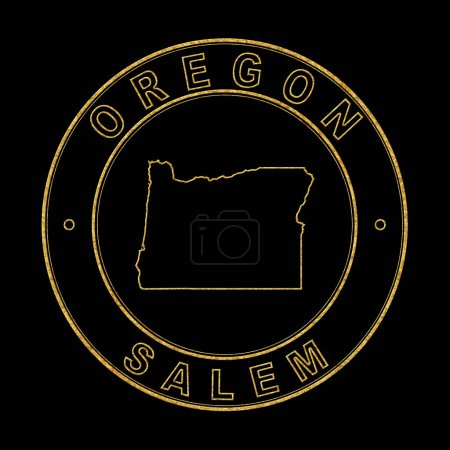 Téléchargez les photos : Carte de Oregon, Doré Timbre Arrière-plan noir, Chemin de coupe - en image libre de droit