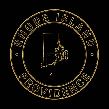 Téléchargez les photos : Carte de Rhode Island, Arrière-plan de Golden Stamp Black, Sentier de coupure - en image libre de droit