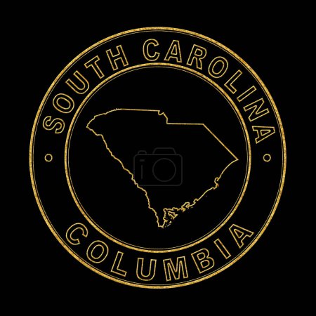 Téléchargez les photos : Carte de Caroline du Sud, Timbre Doré Arrière-plan noir, Chemin de coupe - en image libre de droit