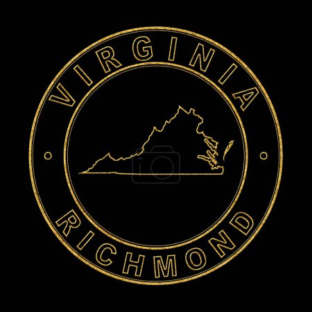 Téléchargez les photos : Carte de Virginie, Timbre d'or Arrière-plan noir, Chemin de coupure - en image libre de droit