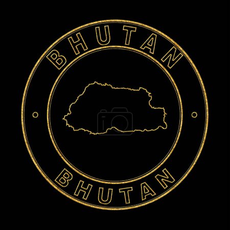 Téléchargez les photos : Carte du Bhoutan, Timbre doré Arrière-plan noir, Chemin de coupe - en image libre de droit