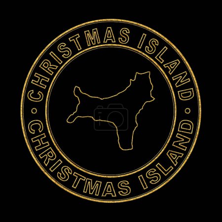 Téléchargez les photos : Carte de Île Christmas, Timbre doré Arrière-plan noir, Sentier de coupure - en image libre de droit