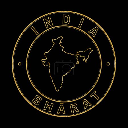 Téléchargez les photos : Carte de L'Inde, Timbre d'or Arrière-plan noir, Chemin de coupe - en image libre de droit