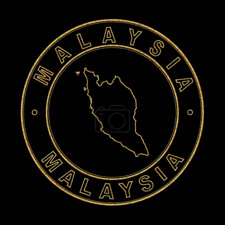 Téléchargez les photos : Carte de Malaisie, Timbre d'or Arrière-plan noir, Chemin de coupure - en image libre de droit