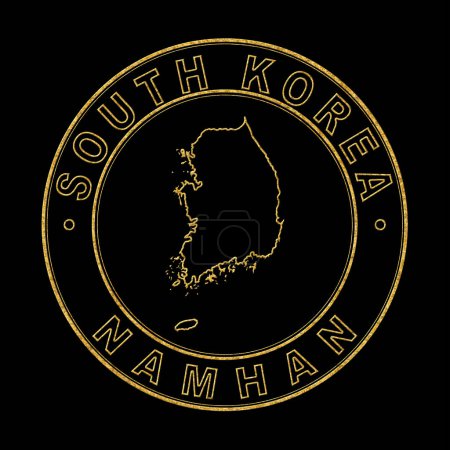 Foto de El mapa de Corea del Sur, Oro Sello Fondo Negro, Recorte de ruta - Imagen libre de derechos