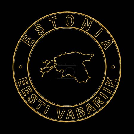 Téléchargez les photos : Carte de Estonie, Timbre d'or Arrière-plan noir, Chemin de coupure - en image libre de droit