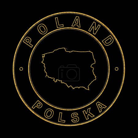 Téléchargez les photos : Carte de La Pologne, Timbre d'or Arrière-plan noir, Chemin de coupe - en image libre de droit