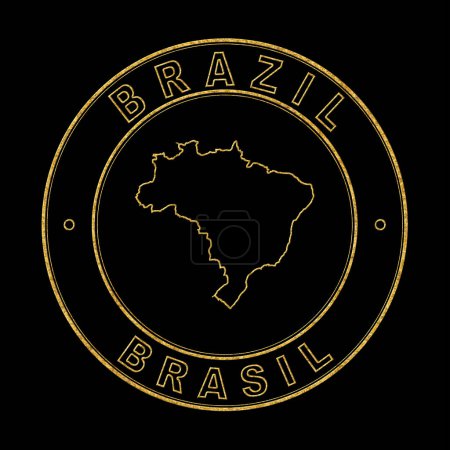 Téléchargez les photos : Carte du Brésil, Timbre d'or Arrière-plan noir, Chemin de coupe - en image libre de droit