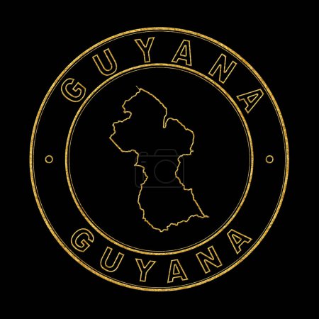 Téléchargez les photos : Carte de Guyane, Timbre d'or Arrière-plan noir, Chemin de coupure - en image libre de droit
