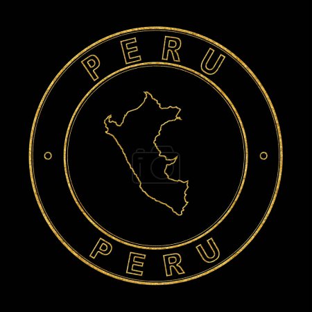 Téléchargez les photos : Carte du Pérou, Timbre d'or Arrière-plan noir, Chemin de coupe - en image libre de droit