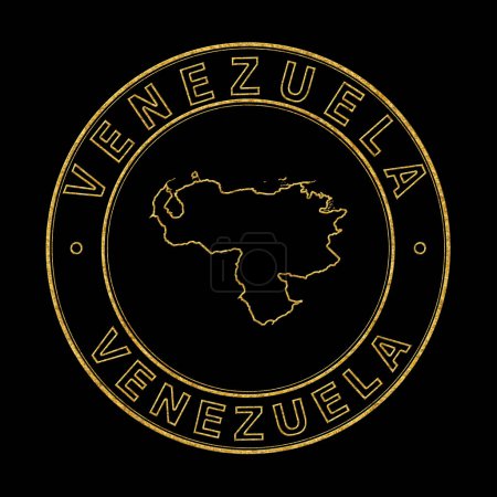 Téléchargez les photos : Carte du Venezuela, Timbre d'or Arrière-plan noir, Chemin de coupure - en image libre de droit