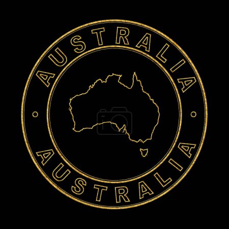 Téléchargez les photos : Carte de Australie, Timbre d'or Arrière-plan noir, Chemin de coupure - en image libre de droit
