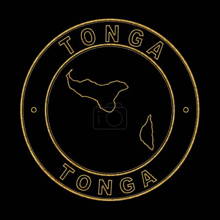 Téléchargez les photos : Carte des Tonga, Timbre doré Arrière-plan noir, Chemin de coupe - en image libre de droit