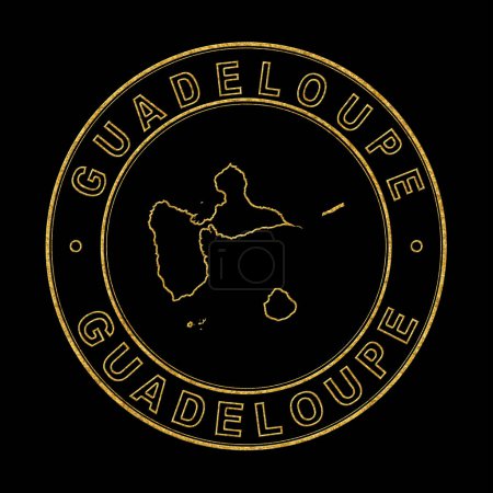 Téléchargez les photos : Carte de La Guadeloupe, Arrière-plan de Golden Stamp Noir, Sentier de coupe - en image libre de droit