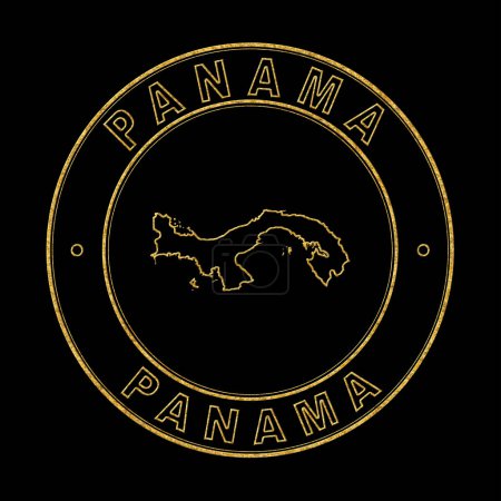 Téléchargez les photos : Carte de Panama, Timbre d'or Arrière-plan noir, Chemin de coupure - en image libre de droit