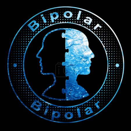 Photo for Bipolar, Psychology Concept, Water Icon on Black Background, Clipping Path - Royalty Free Image
