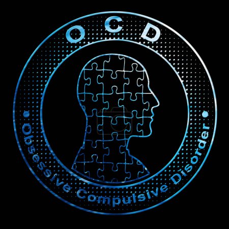 Foto de OCD, Concepto de Psicología, Icono del Agua sobre Fondo Negro, Ruta de Recorte - Imagen libre de derechos