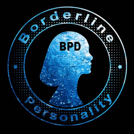 Photo for Borderline Personality Disorder, BPD, Woman Psychology Concept, Water Icon on Black Background, Clipping Path - Royalty Free Image