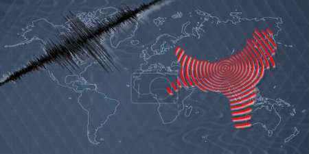 Téléchargez les photos : Séisme d'activité sismique Carte de l'île Christmas Échelle Richter - en image libre de droit