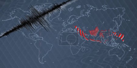Téléchargez les photos : Séisme d'activité sismique Carte Indonésie Échelle Richter - en image libre de droit